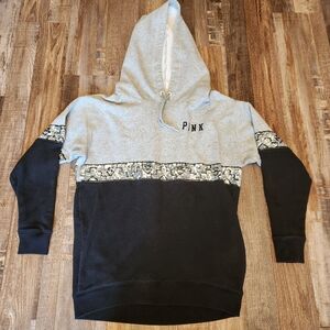 Victoria's Secret PINK Black and Gray Sequin Hoodie